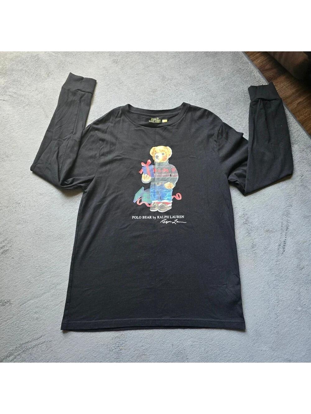 Polo Ralph Lauren Bear Long Sleeve Shirt Boys XL 18-20 Black Holiday Present